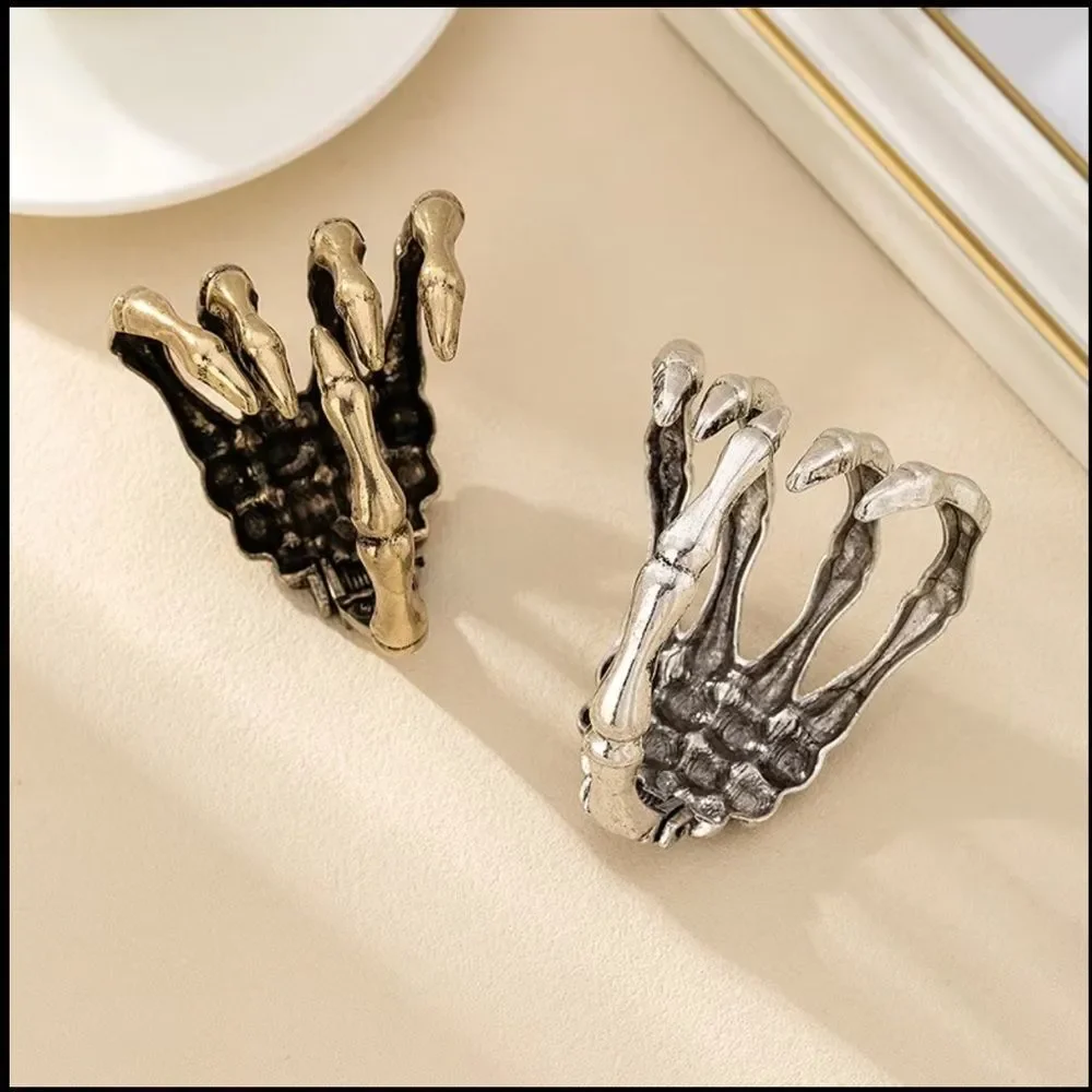 Silver Skeleton Hand Statement bracelet hinged